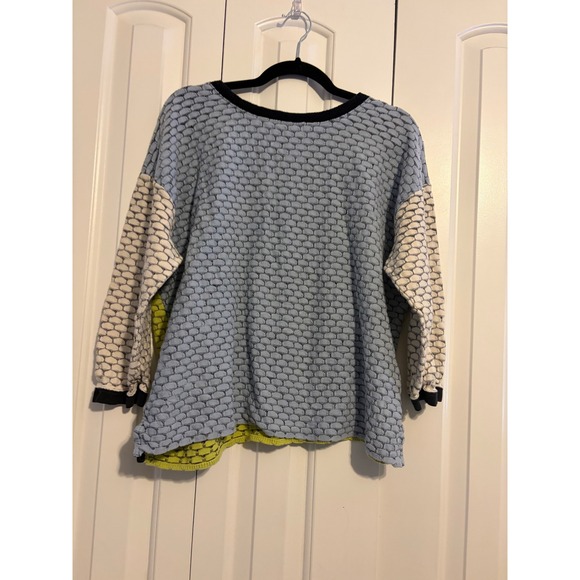 Margaret Winters Womens Textured Geometric Knit Crew Neck Sweater Top - Picture 5 of 6